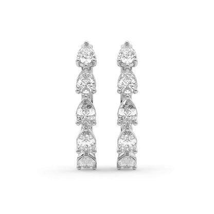 Pear Cut Lab Grown Diamond Hoop Earrings in Silver