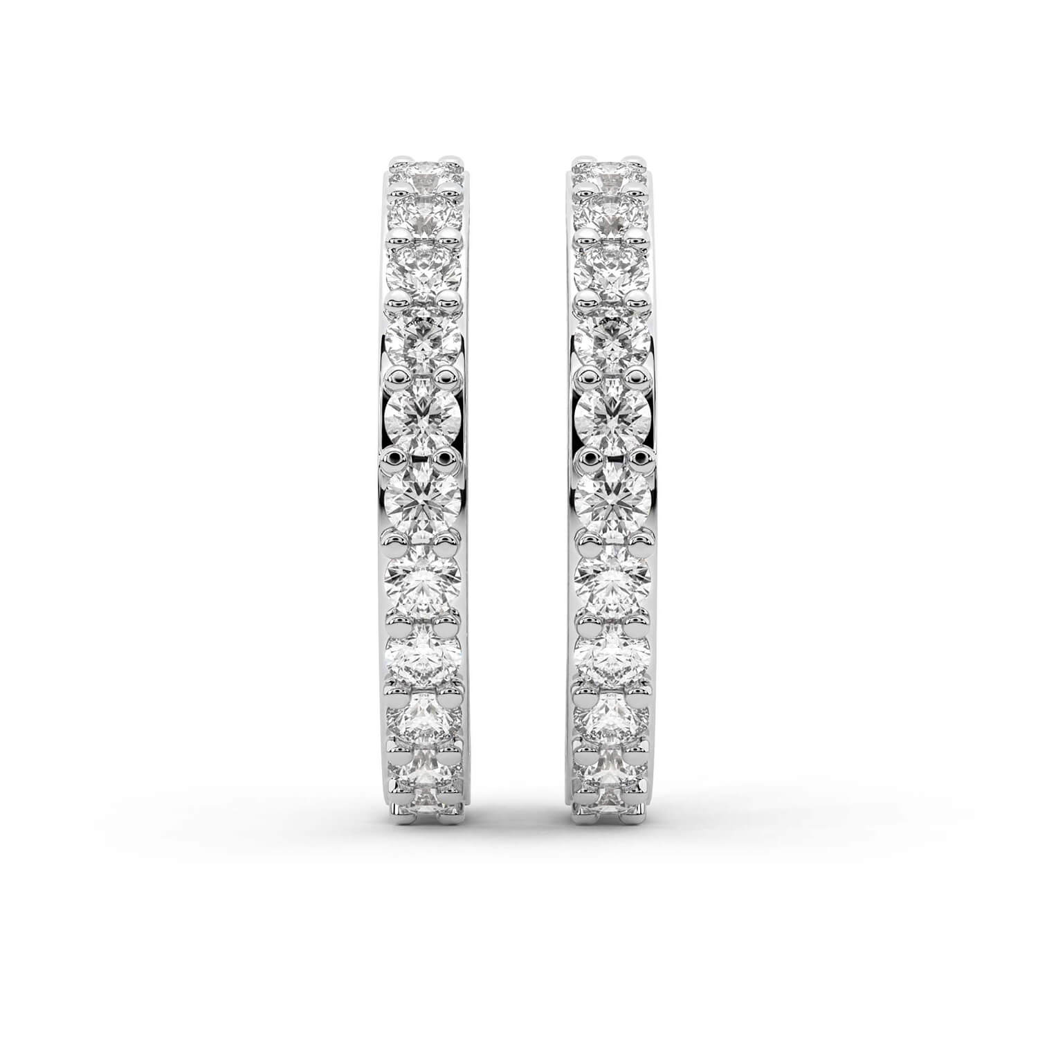 Round Cut Lab Grown Diamond Hoop Earrings in White Gold