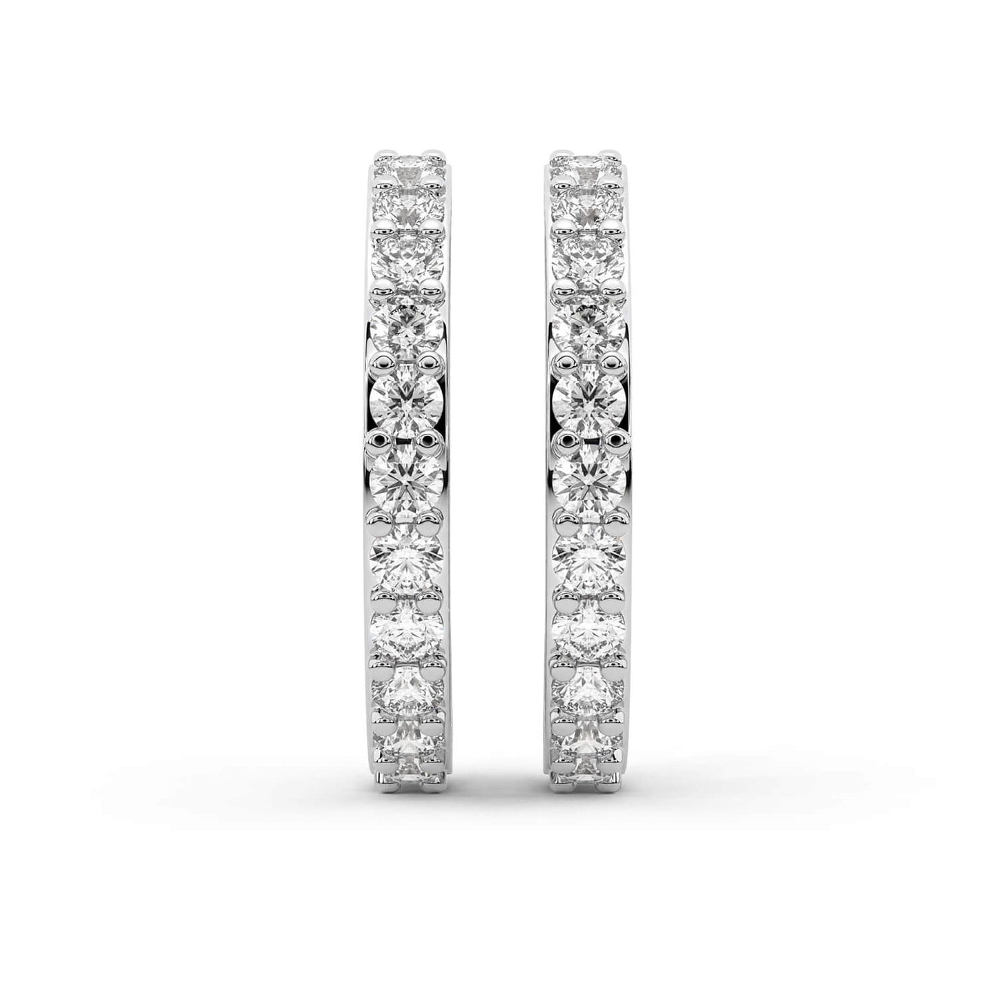 Round Cut Lab Grown Diamond Hoop Earrings in Platinum