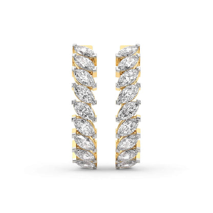 Marquise Cut Lab Grown Diamond Hoop Earrings in Yellow Gold