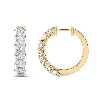 Oval Cut Lab Grown Diamond Hoop Earrings in Yellow Gold