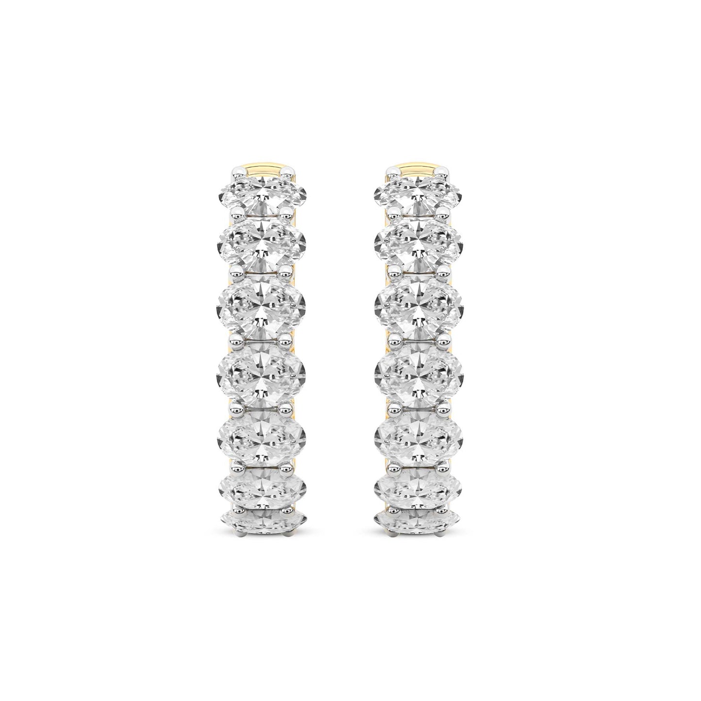 Oval Cut Lab Grown Diamond Hoop Earrings in Yellow Gold