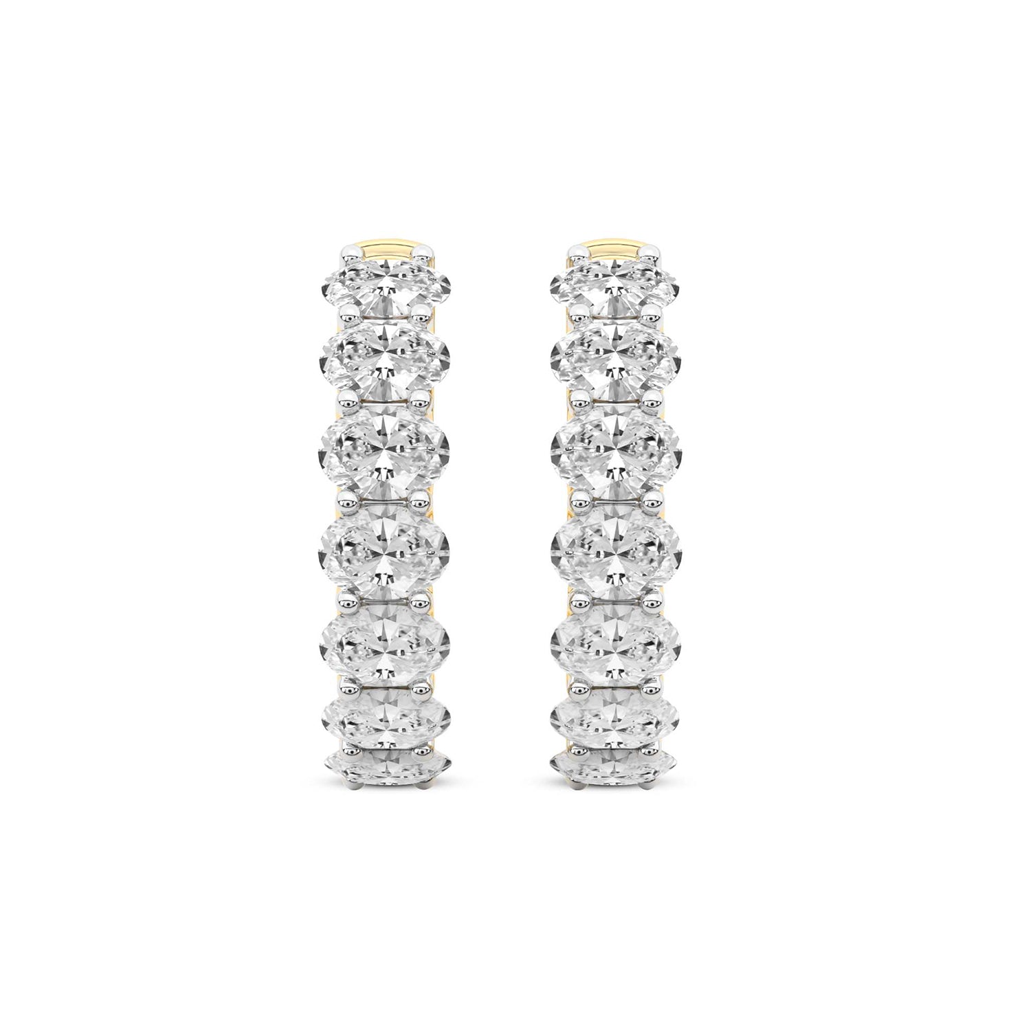 Oval Cut Lab Grown Diamond Hoop Earrings in Yellow Gold