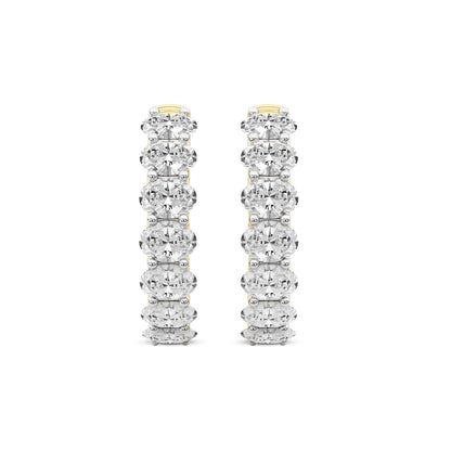 Oval Cut Lab Grown Diamond Hoop Earrings in Yellow Gold