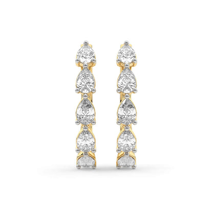 Pear Cut Lab Grown Diamond Hoop Earrings in Yellow Gold