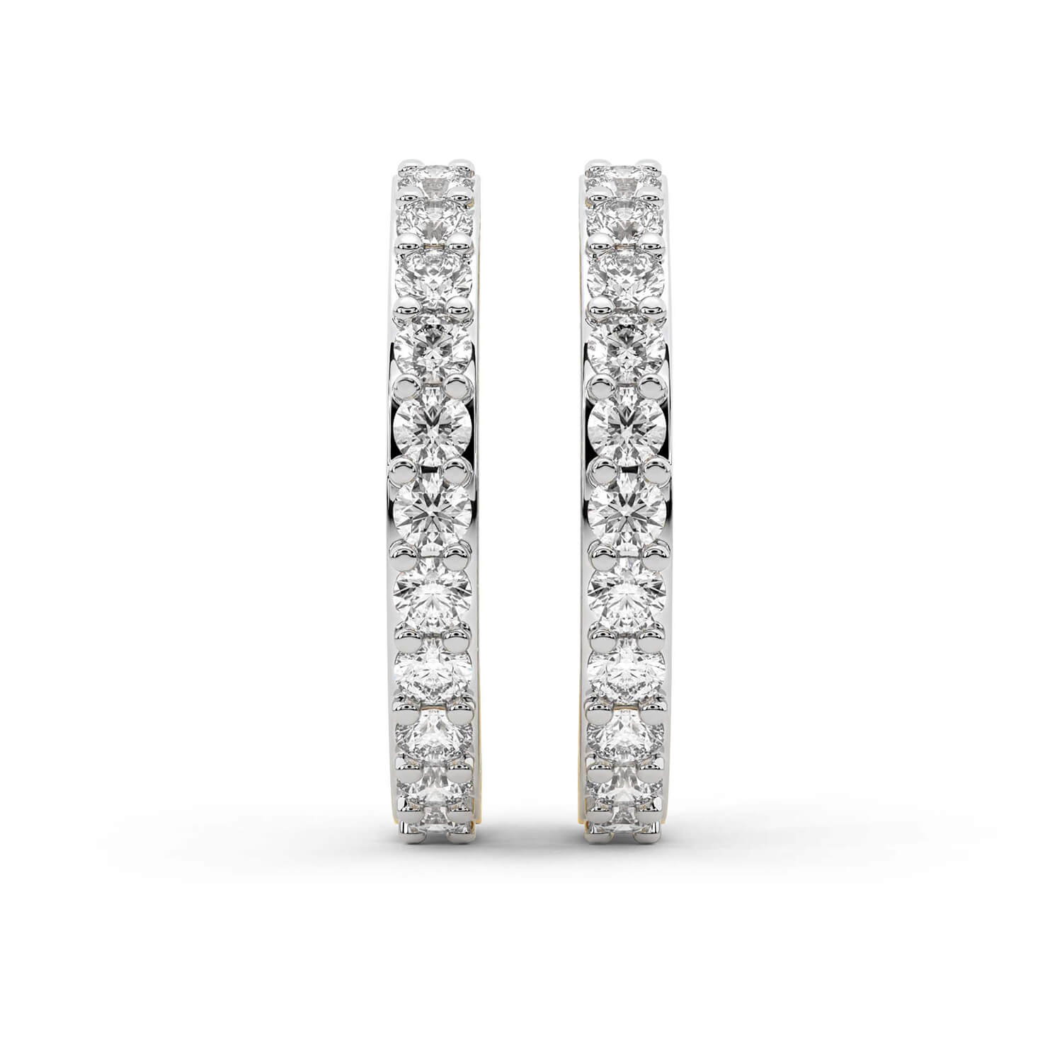 Round Cut Lab Grown Diamond Hoop Earrings in Yellow Gold