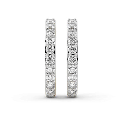 Round Cut Lab Grown Diamond Hoop Earrings in Yellow Gold