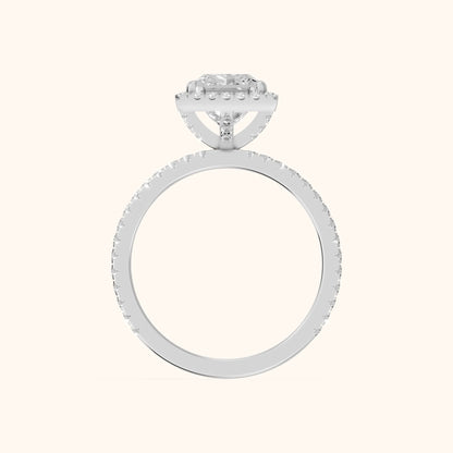 Rosemary Halo Pavé Princess Diamond Engagement Ring in Platinum - FingerView.webp