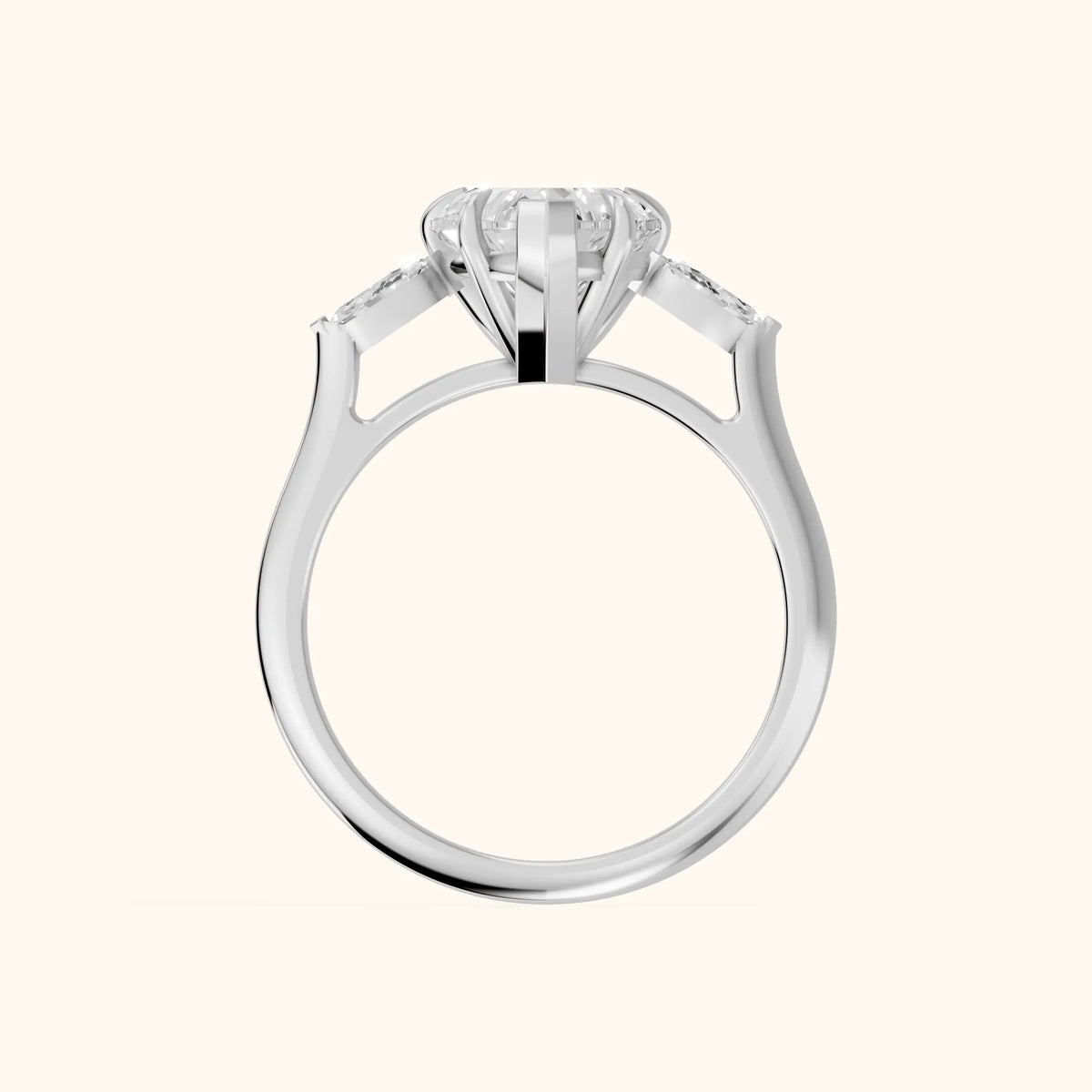 Lyra Three-Stone Heart Diamond Engagement Ring in White Gold - FingerView.webp
