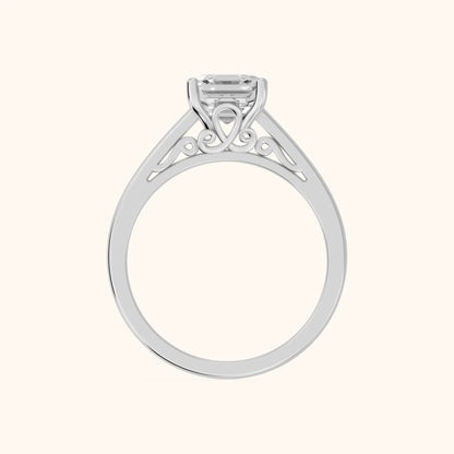 Iris Vintage Asscher Diamond Engagement Ring in Platinum - FingerView
