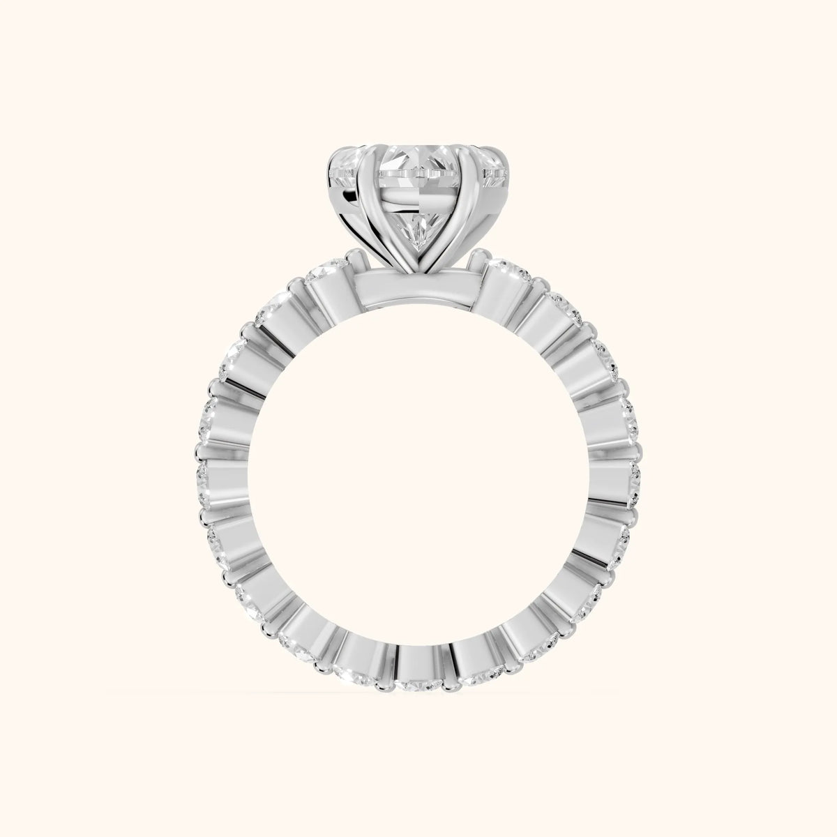Piper Sidestone Heart Diamond Engagement Ring in Silver - FingerView.webp