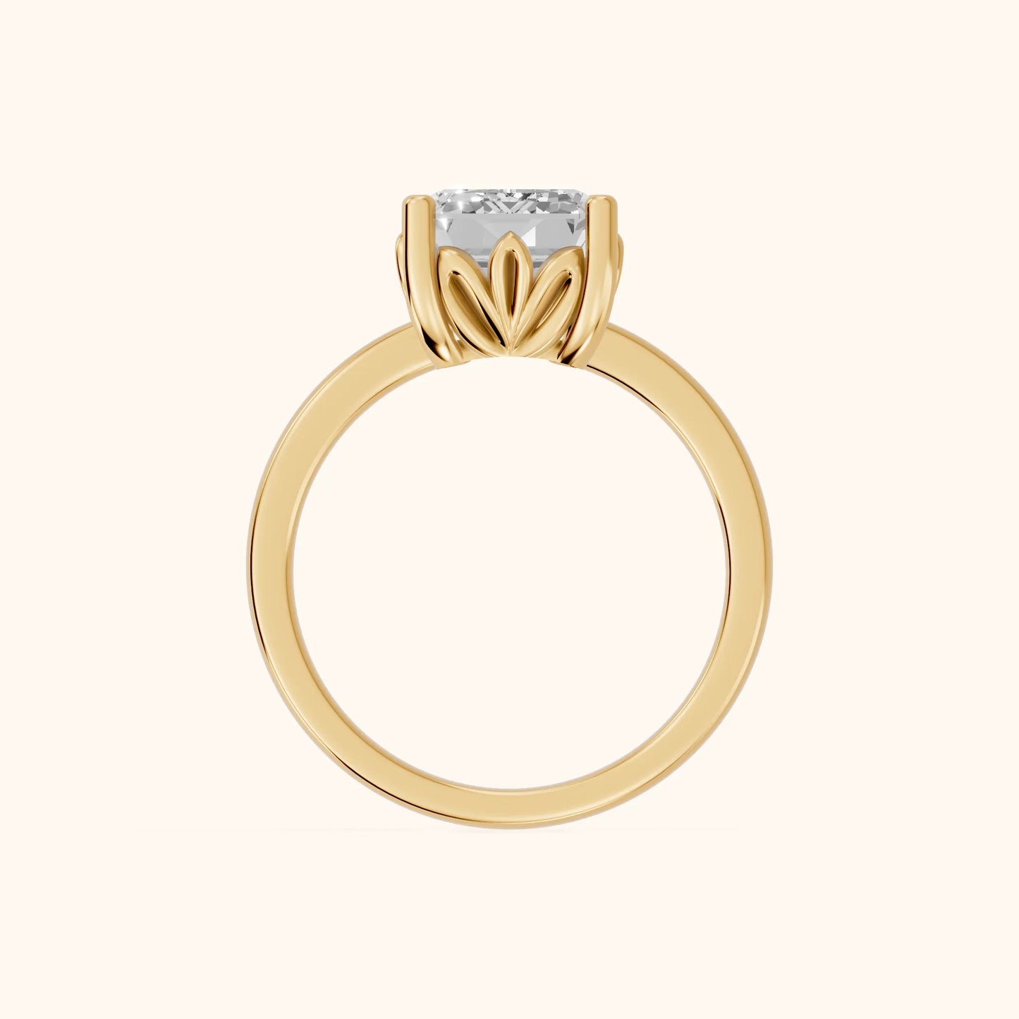 Emerald Cut Lab Grown Diamond Engagement Ring in Yellow Gold