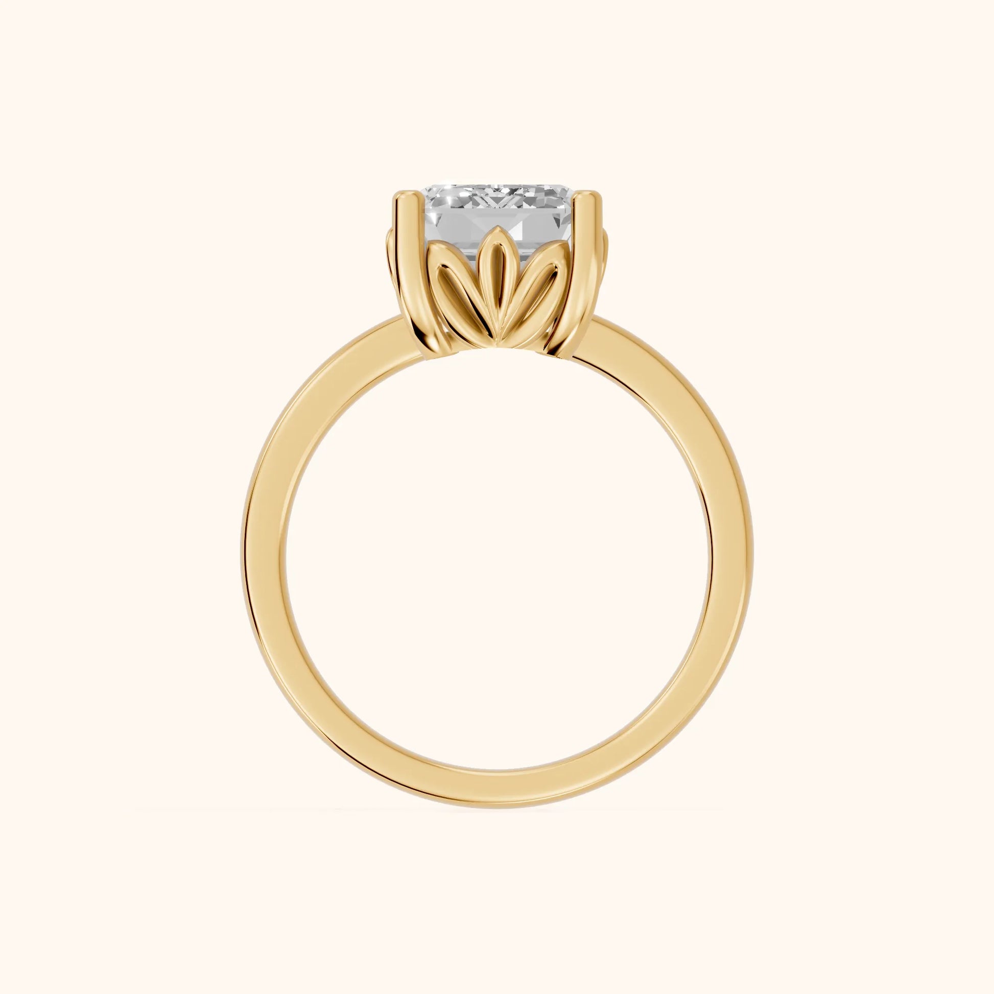 Emerald Cut Lab Grown Diamond Engagement Ring in Yellow Gold