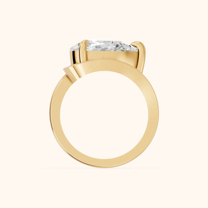 Ellery East-West Split Shank Pear Diamond Engagement Ring in Yellow Gold - FingerView.webp