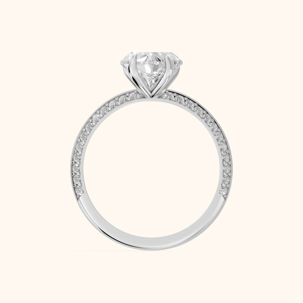Meredith Knife Edge Pavé Heart Diamond Engagement Ring in White Gold - FingerView.webp