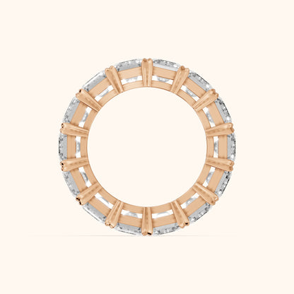 Odessa Shared Prong Emerald Diamond Eternity Band in Rose Gold - FingerView