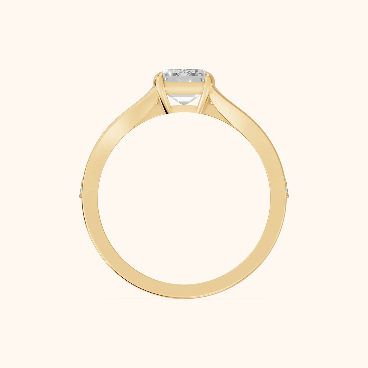 Lucinda Split Shank Emerald Diamond Engagement Ring in Yellow Gold - FingerView.webp