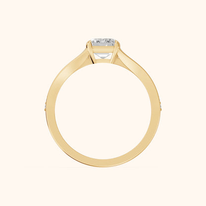 Lucinda Split Shank Emerald Diamond Engagement Ring in Yellow Gold - FingerView.webp