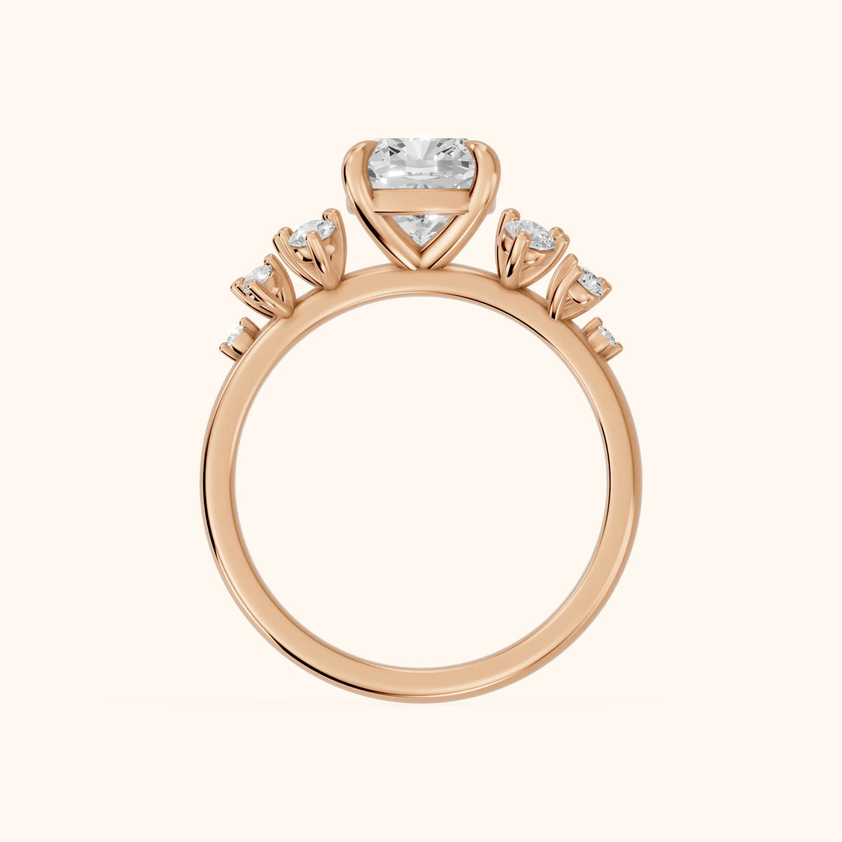 Mirabelle Cluster Cushion Diamond Engagement Ring in Rose Gold - FingerView.webp