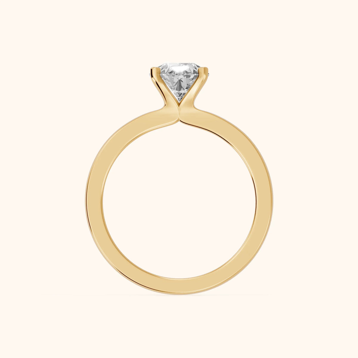Matilda Cathedral Solitaire Pear Diamond Engagement Ring in Yellow Gold - FingerView.webp