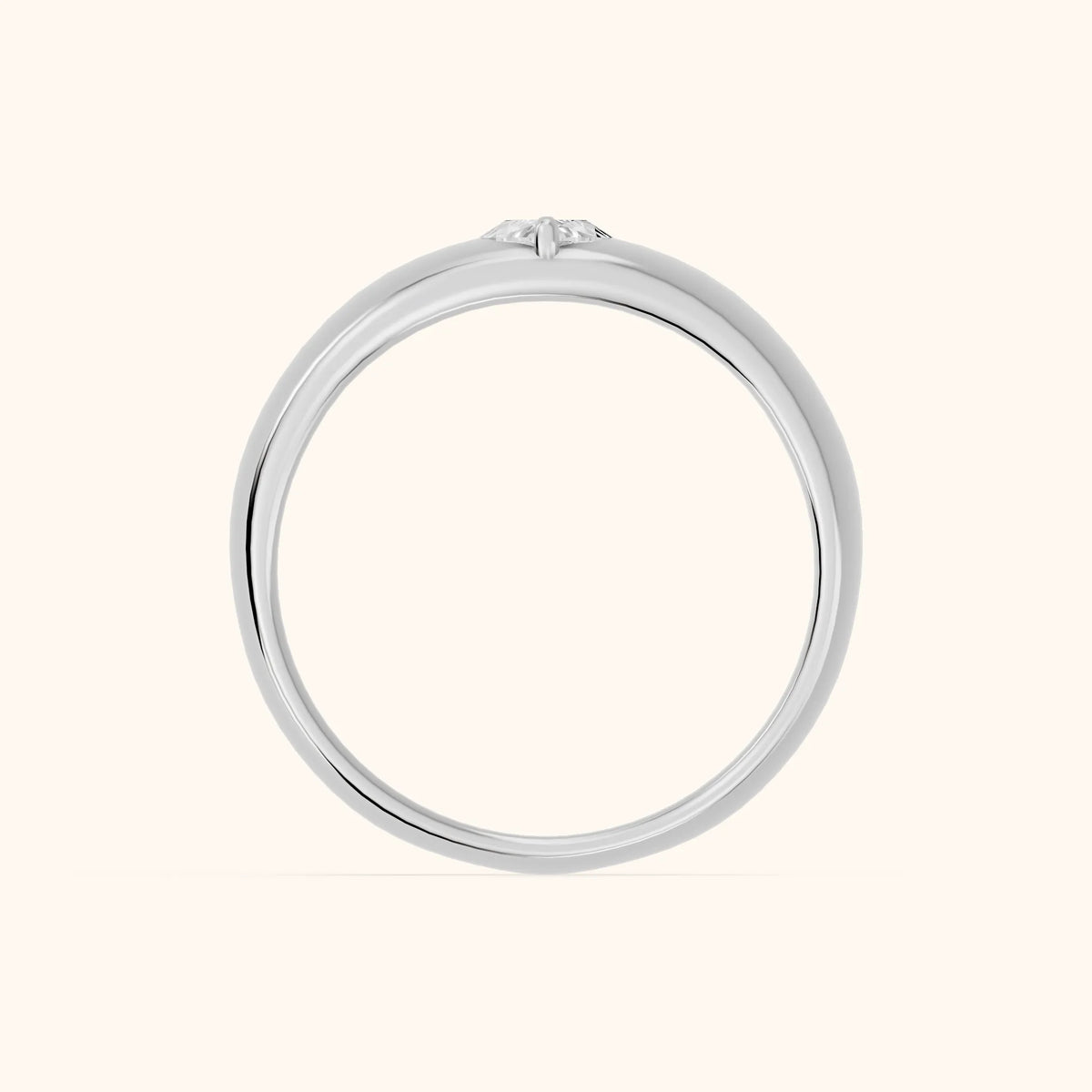 Marta Low Dome Marquise Diamond Wedding Band in Silver - FingerView