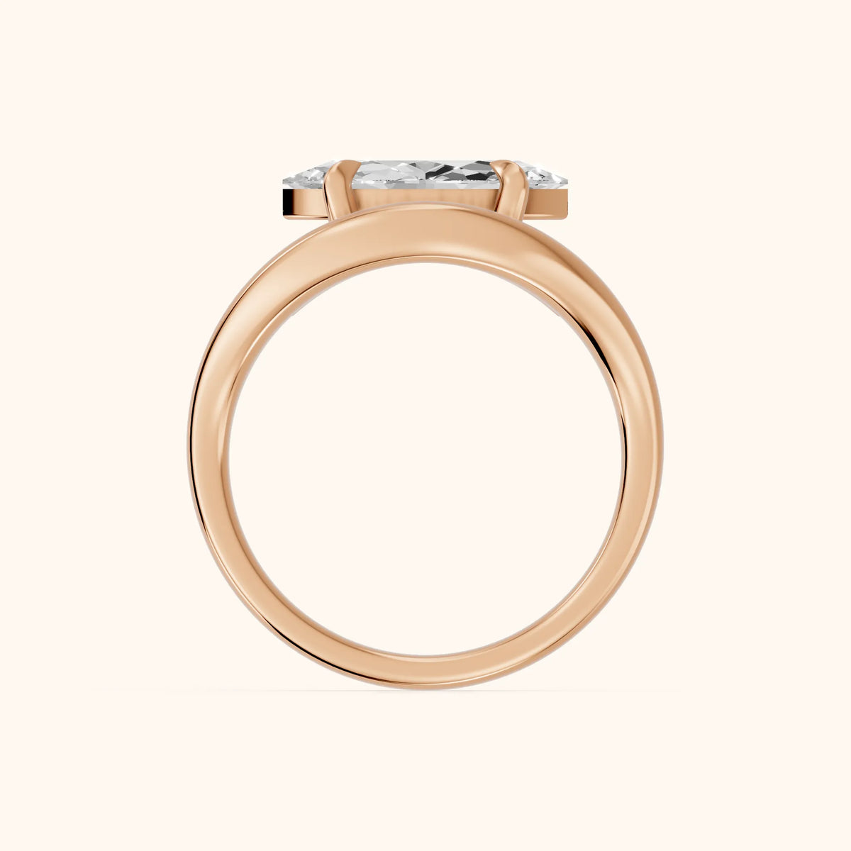Katherine East-West Bypass Marquise Diamond Engagement Ring in Rose Gold - FingerView.webp
