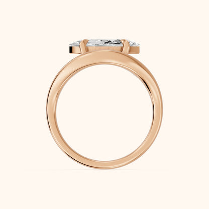 Katherine East-West Bypass Marquise Diamond Engagement Ring in Rose Gold - FingerView.webp