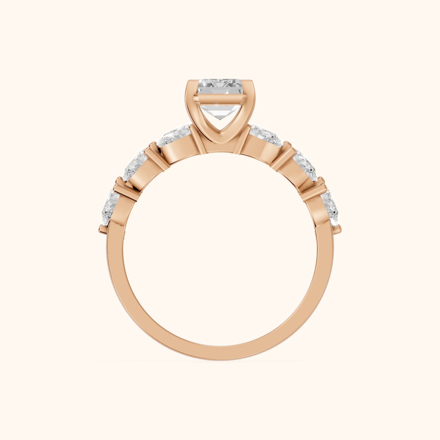 Iris Emerald Diamond Bridal Set in Rose Gold - FingerView