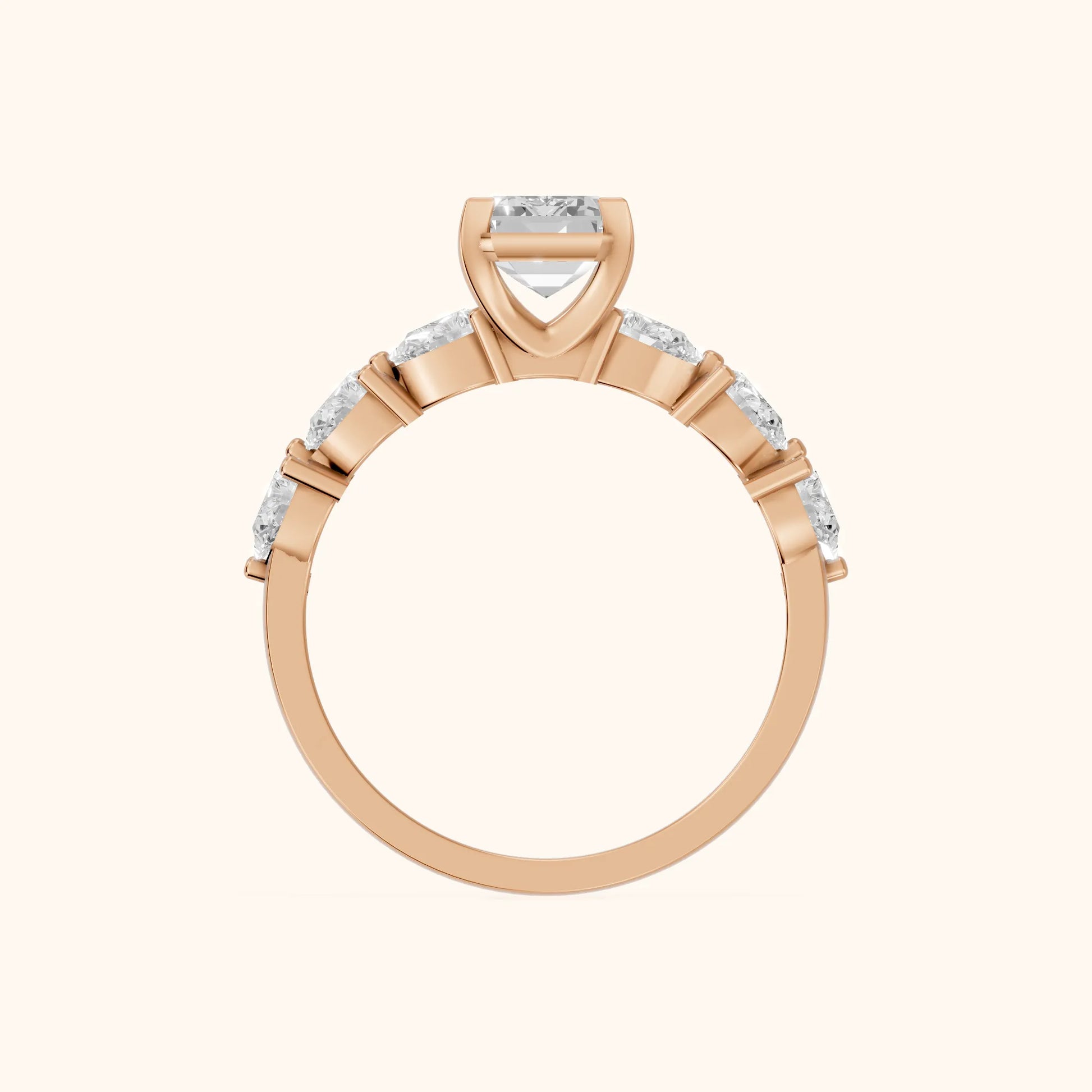 Iris Emerald Diamond Bridal Set in Rose Gold - FingerView