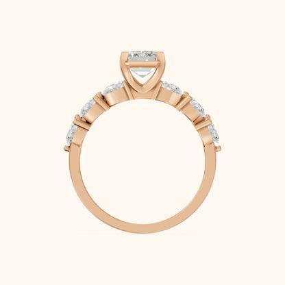 Iris Emerald Diamond Bridal Set in Rose Gold - FingerView