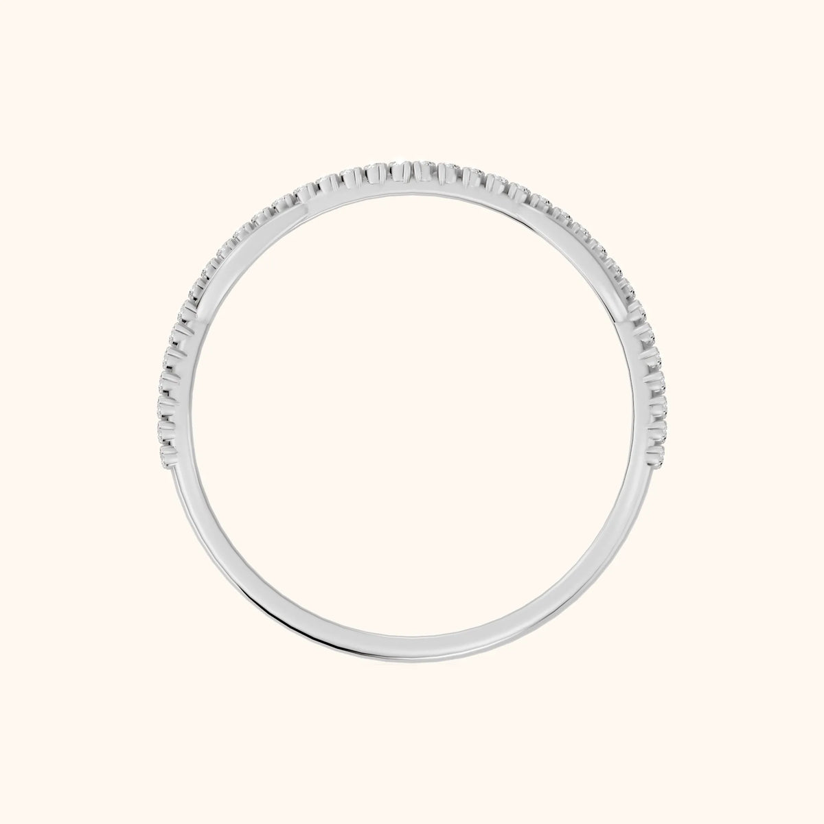 Amani Petite Twist Round Diamond Half Eternity Band in Silver - FingerView