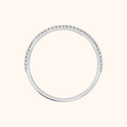 Amani Petite Twist Round Diamond Half Eternity Band in Silver - FingerView