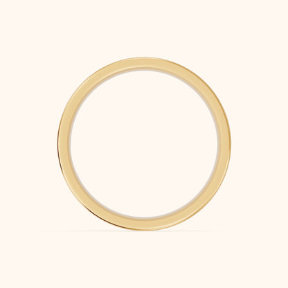 Sahana Hammered Step Edge Wedding Band in Yellow Gold - FingerView