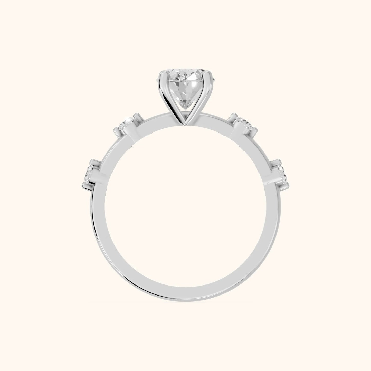 Elena Radiance Oval Diamond Engagement Ring in White Gold - FingerView
