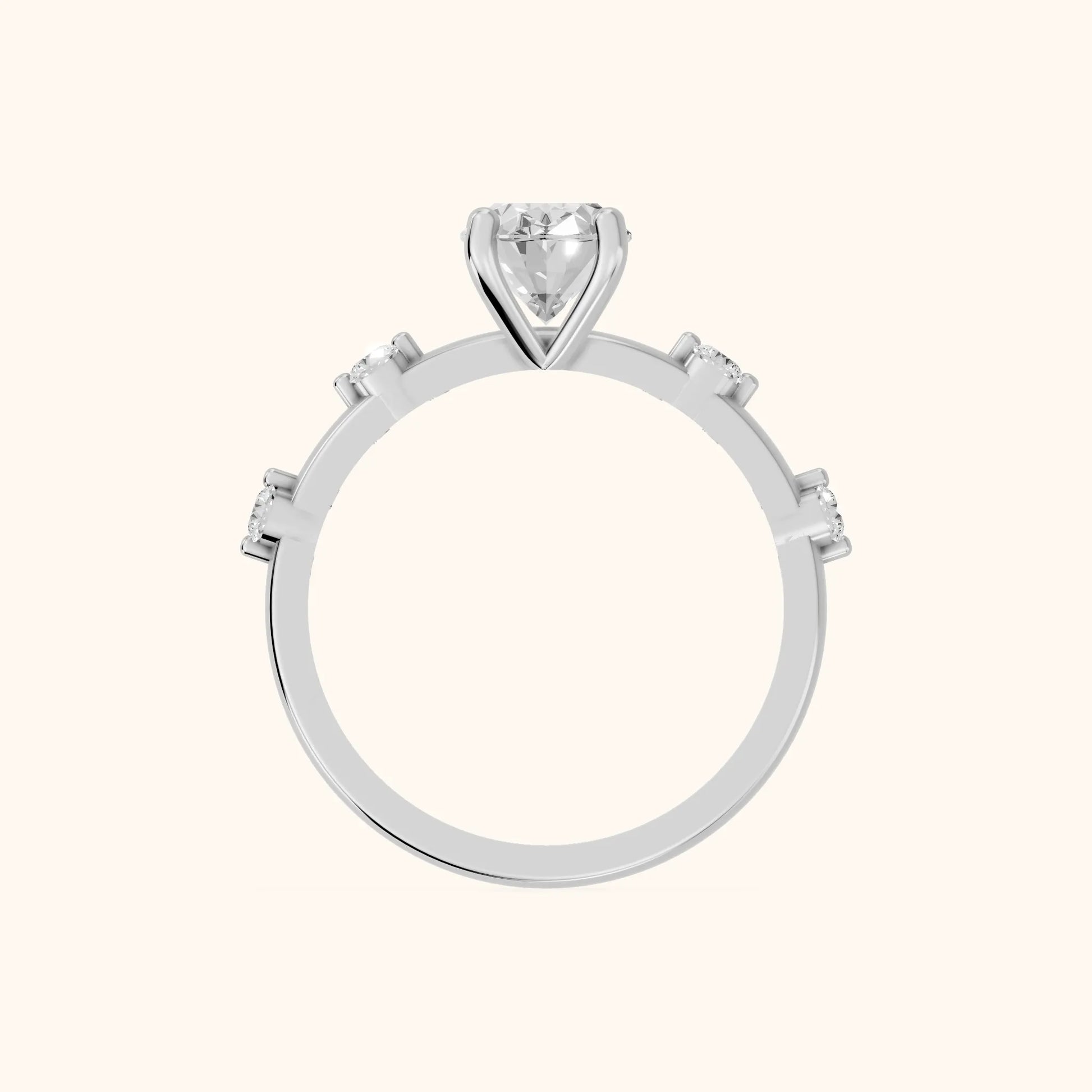 Elena Radiance Oval Diamond Engagement Ring in White Gold - FingerView
