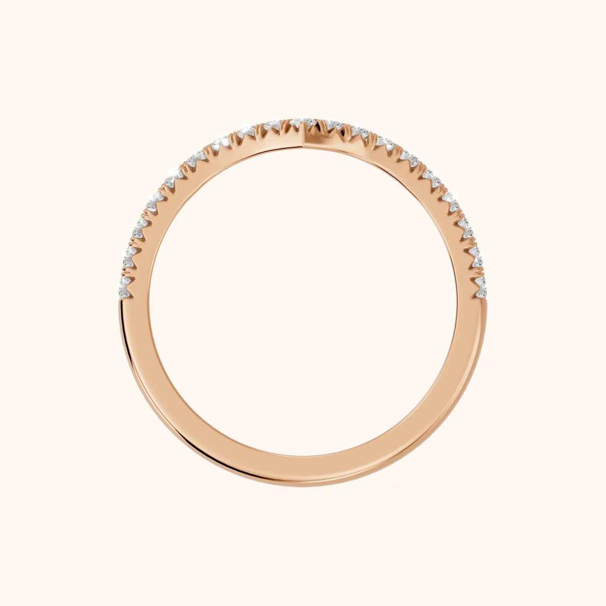 Melia Contour Pavé Round Diamond Stackable Ring in Rose Gold - FingerView