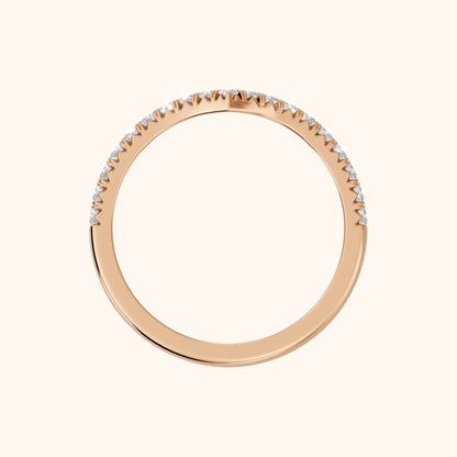 Melia Contour Pavé Round Diamond Stackable Ring in Rose Gold - FingerView