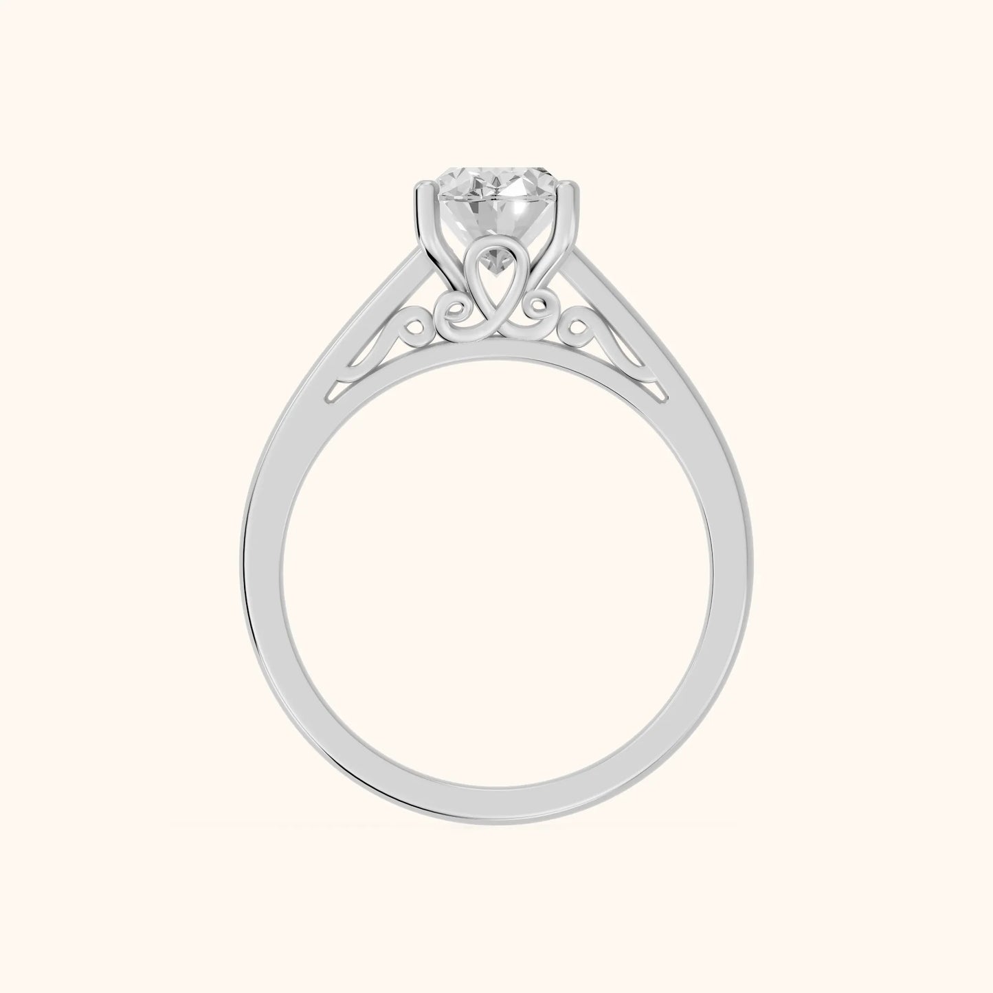Iris Vintage Oval Diamond Engagement Ring in Platinum - FingerView