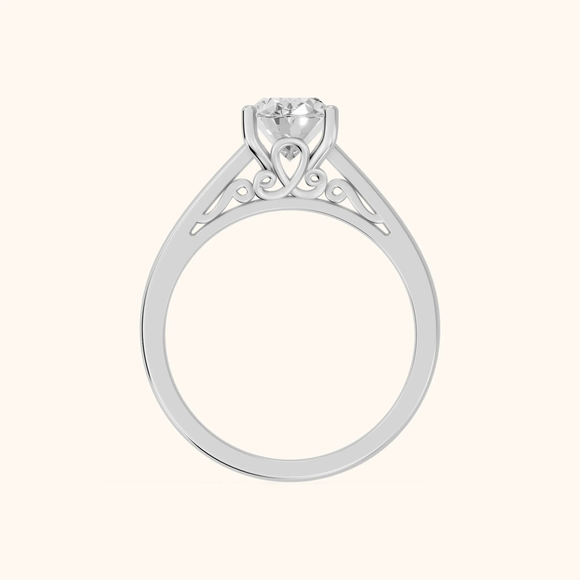 Iris Vintage Oval Diamond Engagement Ring in Platinum - FingerView