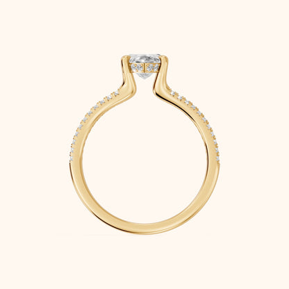 Eternal Embrace Solitaire Marquise Diamond Engagement Ring in Yellow Gold - FingerView