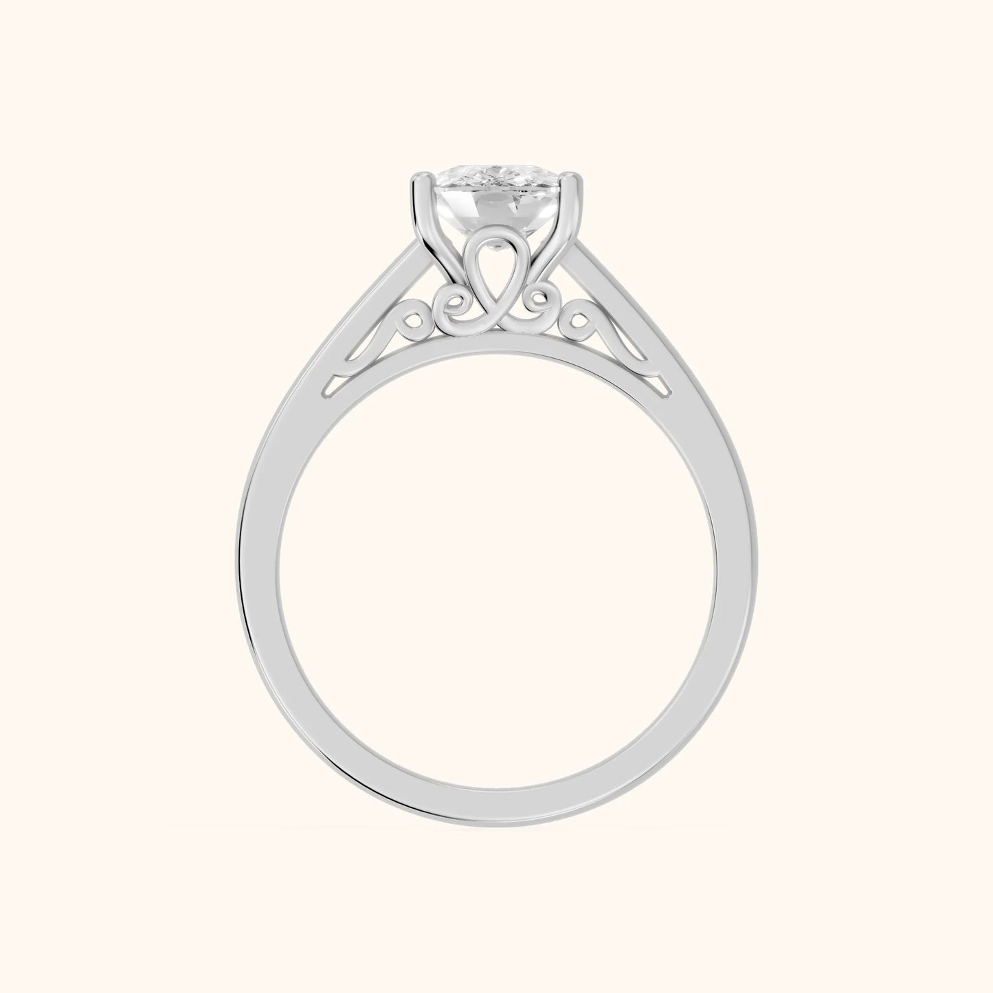 Iris Vintage Cushion Diamond Engagement Ring in Silver - FingerView