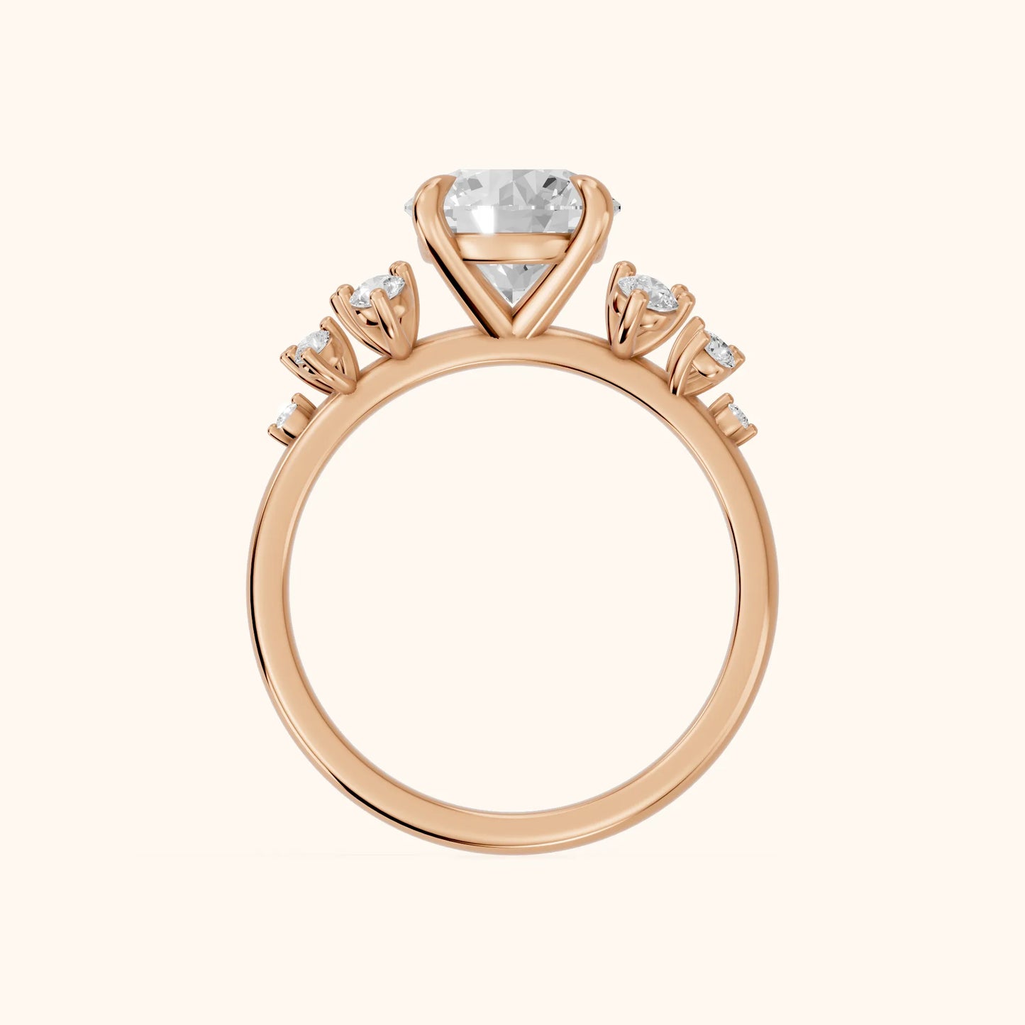 Evelina Bloom Round Diamond Engagement Ring in Rose Gold - FingerView