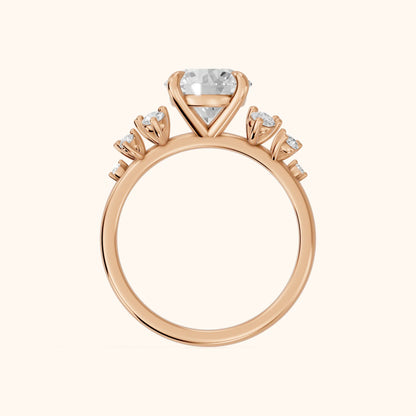 Evelina Bloom Round Diamond Engagement Ring in Rose Gold - FingerView
