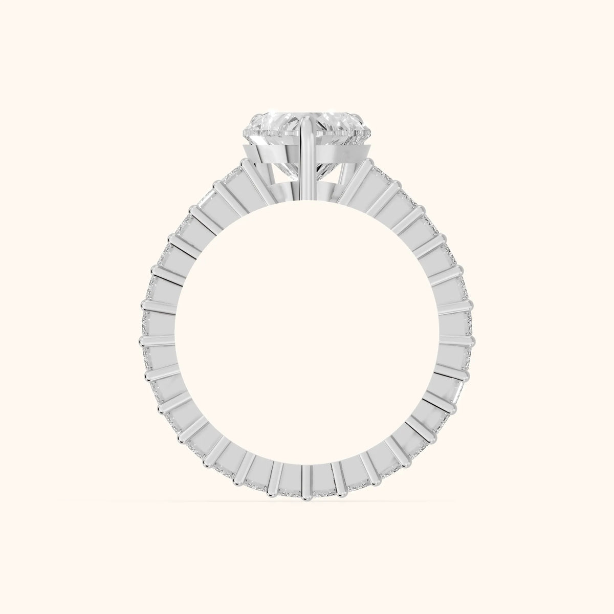 Mallory Shared Prong Heart Diamond Engagement Ring in Silver - FingerView.webp