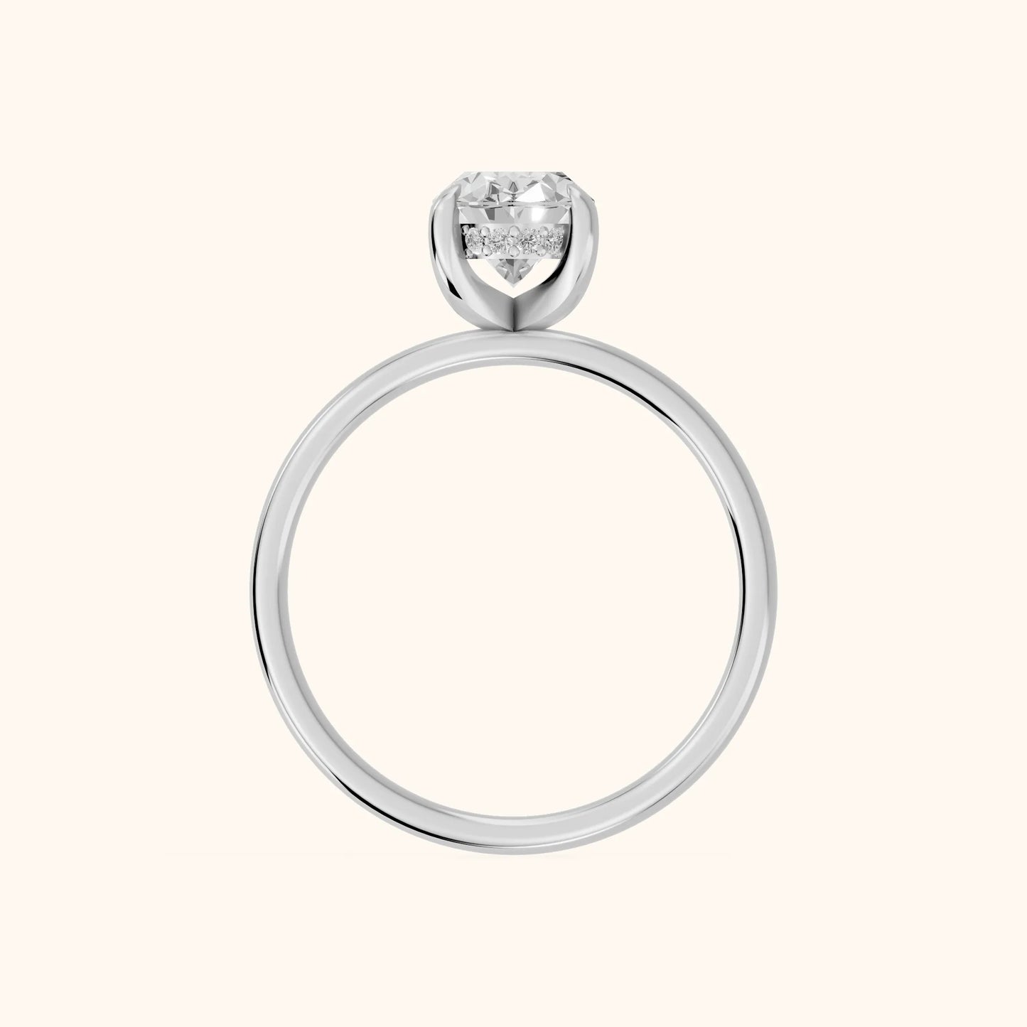 Charlotte Charm Solitaire Oval Diamond Engagement Ring in Platinum - FingerView