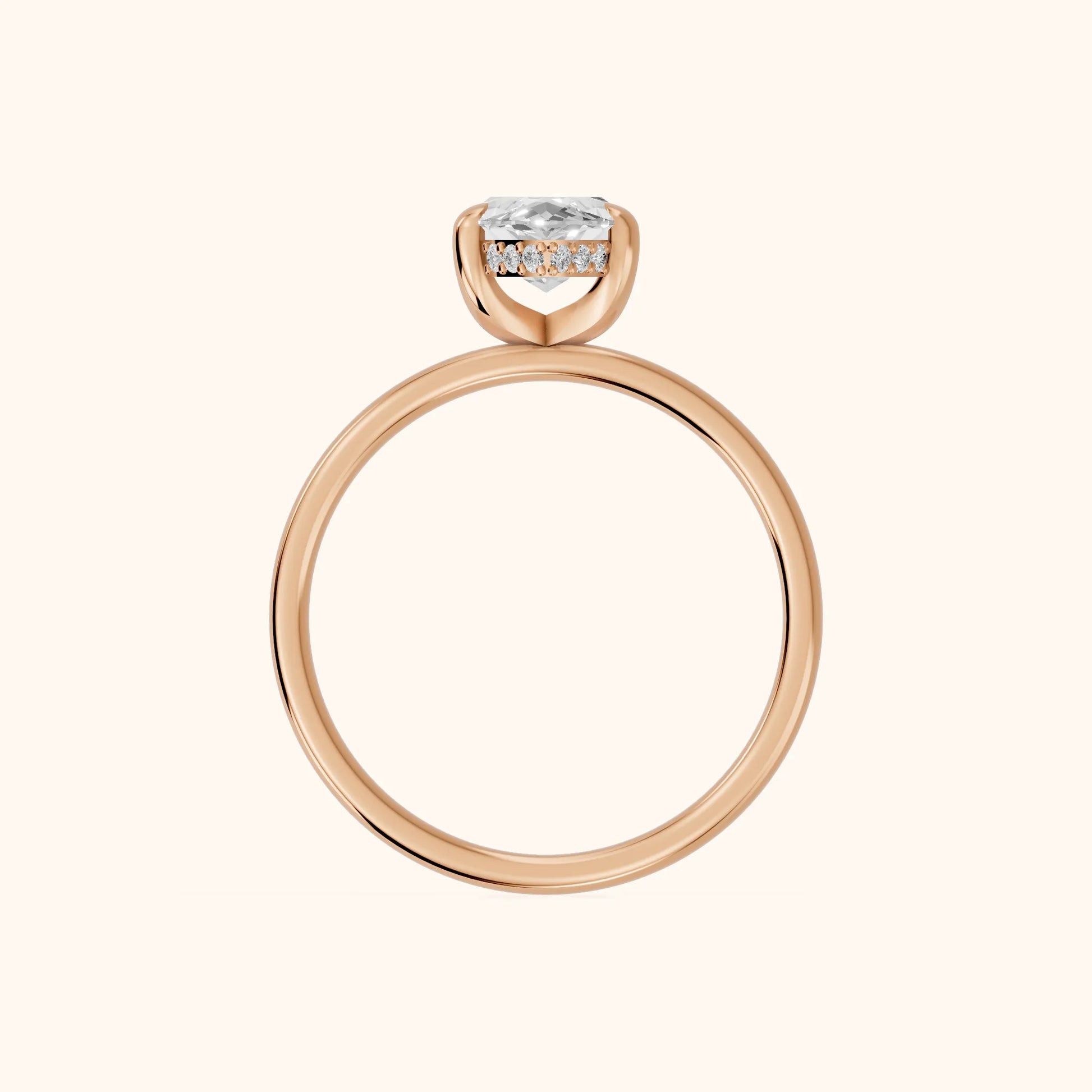 Charlotte Charm Solitaire Marquise Diamond Engagement Ring in Rose Gold - FingerView