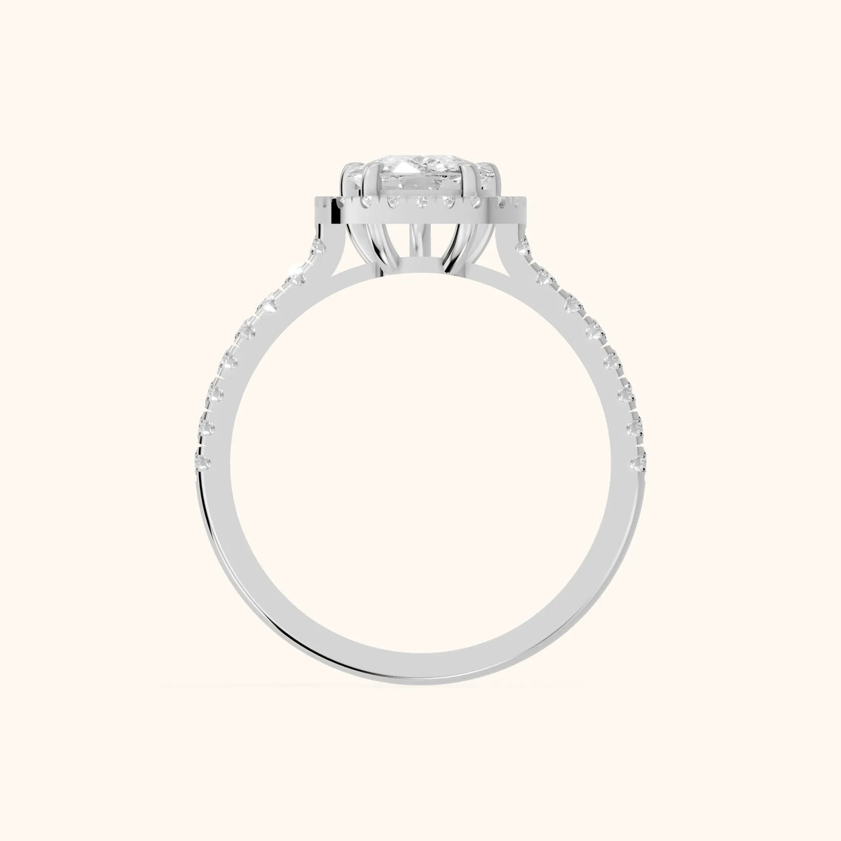 Mabel Halo French Pavé Cushion Diamond Engagement Ring in Platinum - FingerView.webp
