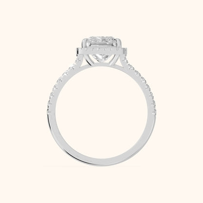 Mabel Halo French Pavé Princess Diamond Engagement Ring in White Gold - FingerView.webp