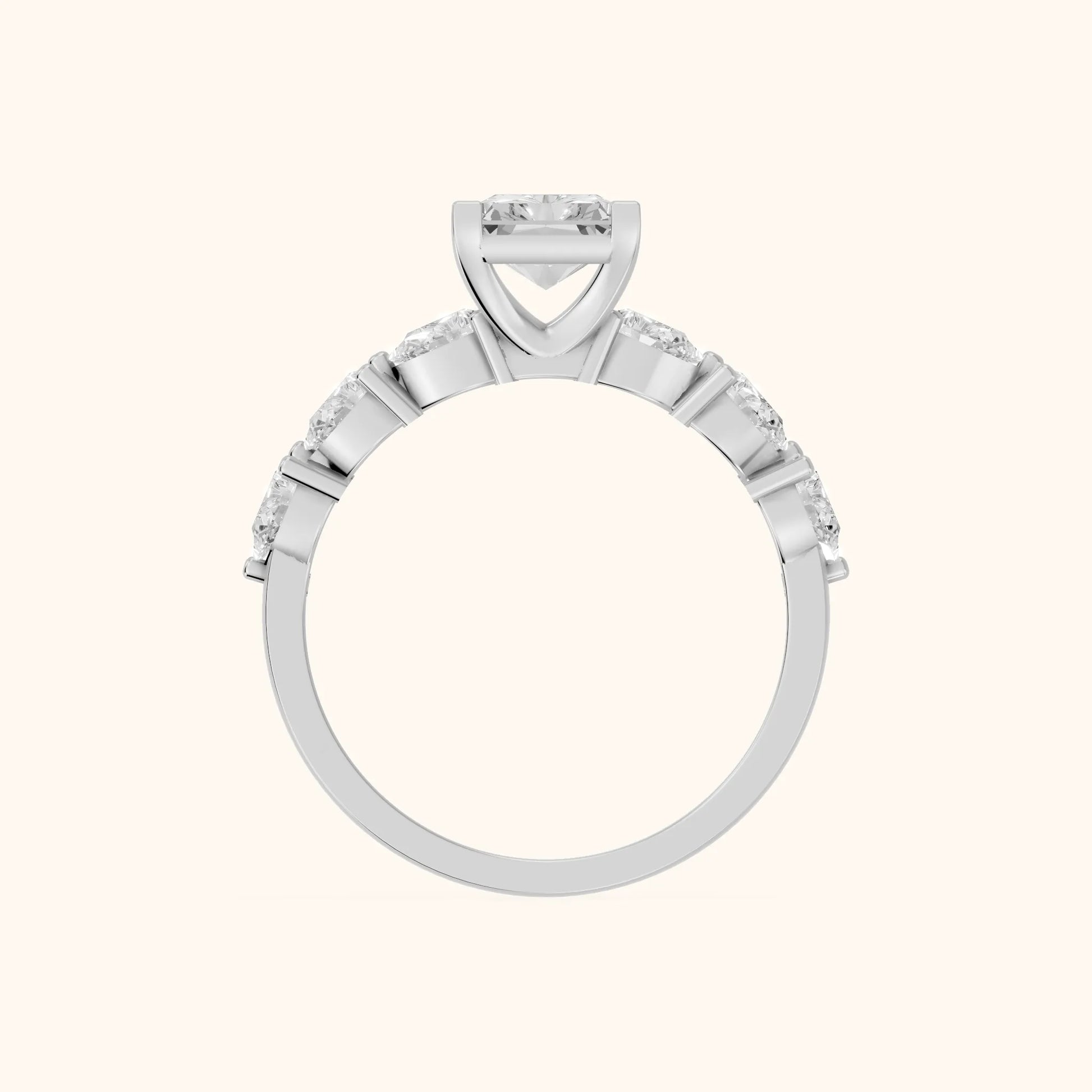 Iris Radiant Diamond Bridal Set in Silver - FingerView