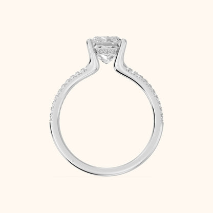 Eternal Embrace Princess Diamond Engagement Ring in Platinum - FingerView